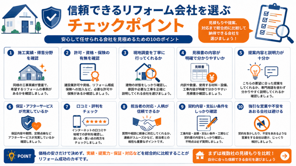 信頼できるリフォーム会社を選ぶチェックポイント