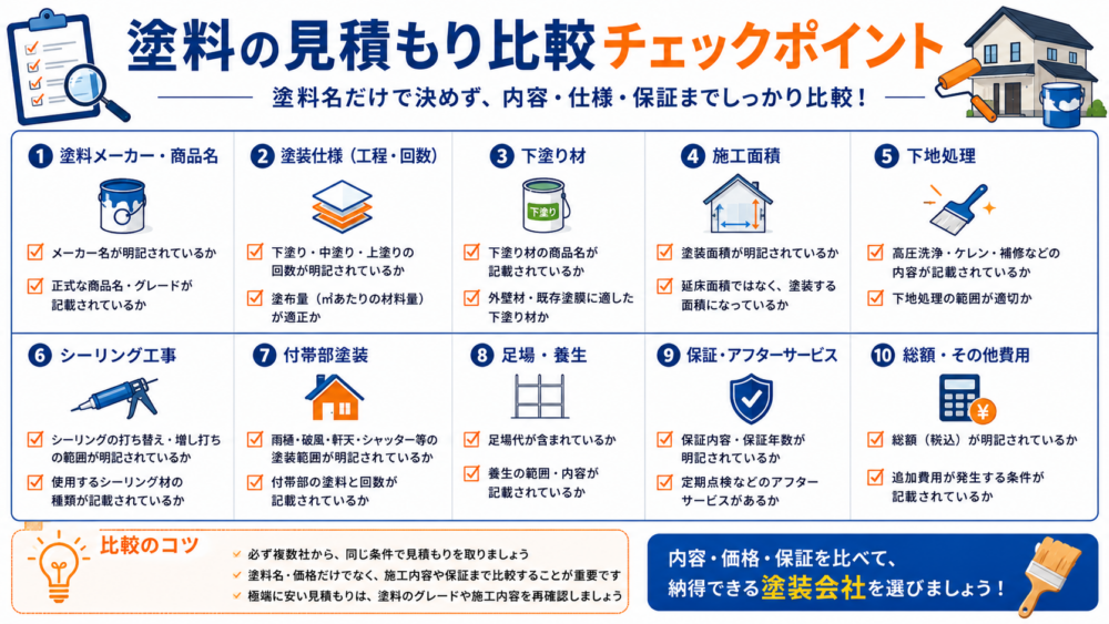 塗料の見積もり比較チェックポイント