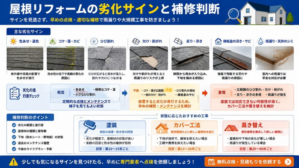 スレート屋根の劣化症状と塗装・カバー工法・葺き替えの判断