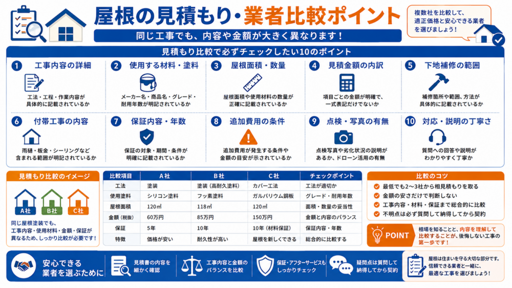 屋根の見積もり・業者比較ポイント