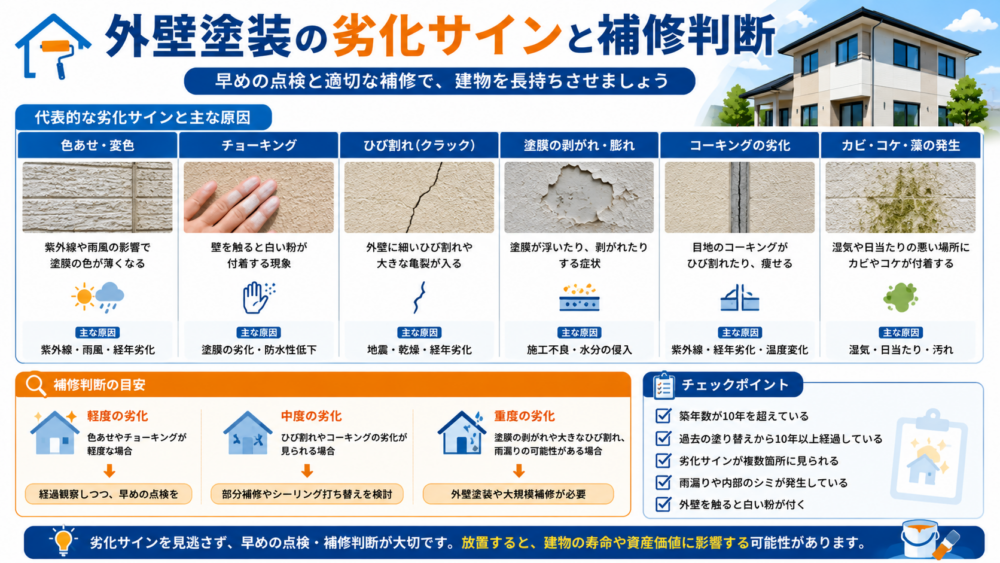 外壁塗装の劣化サインと補修判断
