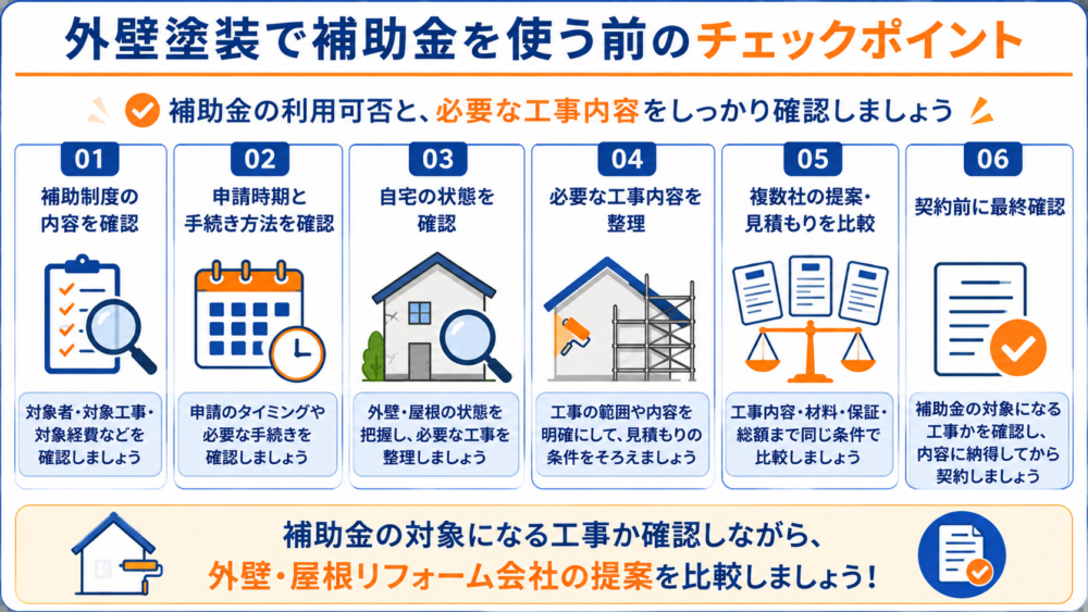 外壁塗装で補助金を使う前のチェックポイント