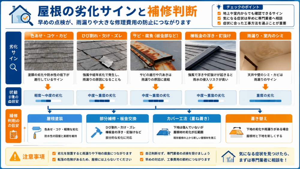 大阪府八尾市の屋根の劣化サインと補修判断