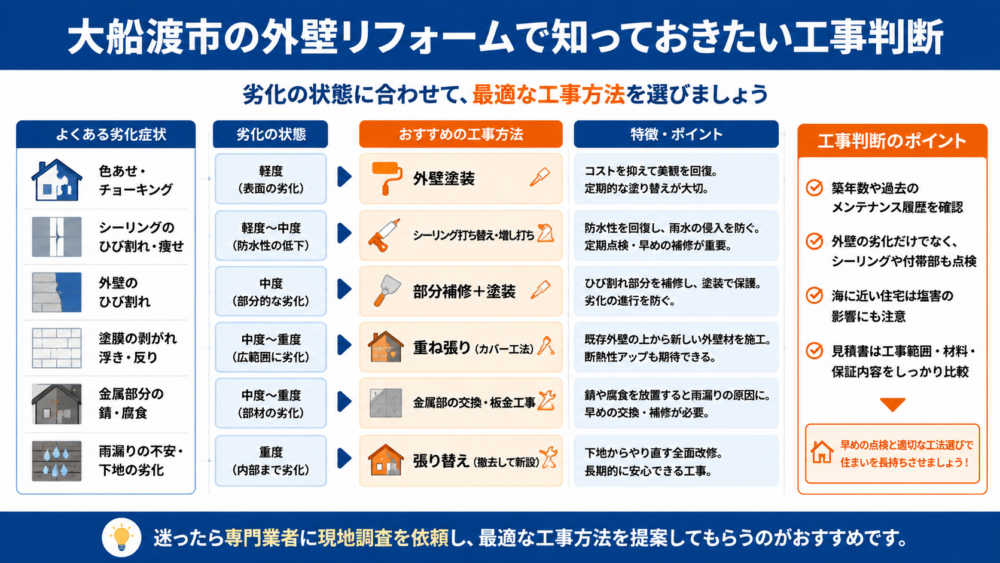 大船渡市の外壁リフォームで知っておきたい工事判断