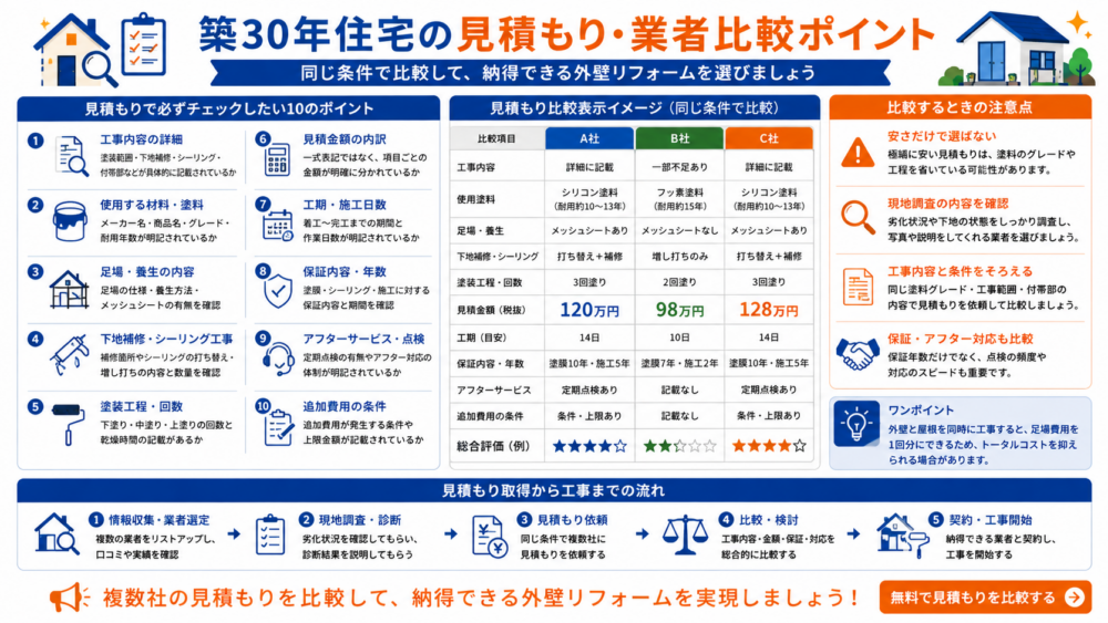 築30年住宅の見積もり・業者比較ポイント