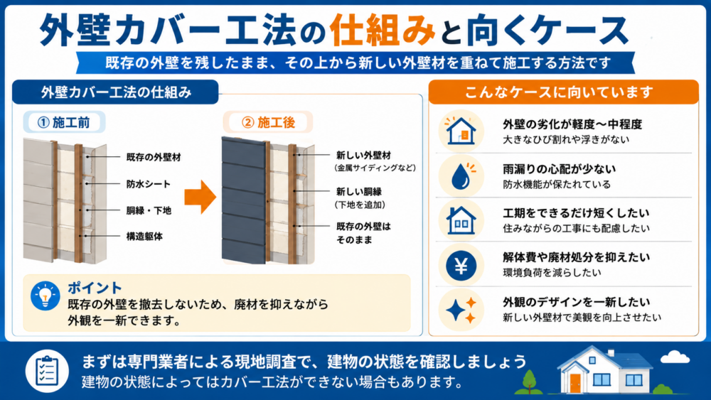 外壁カバー工法の仕組みと向くケース