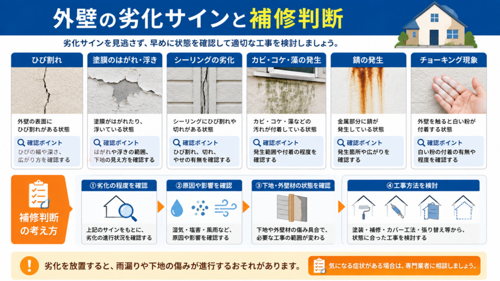 外壁の劣化サインと補修判断