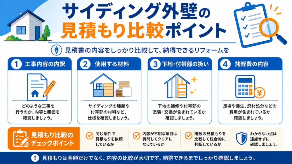 サイディング外壁の見積もり比較ポイント