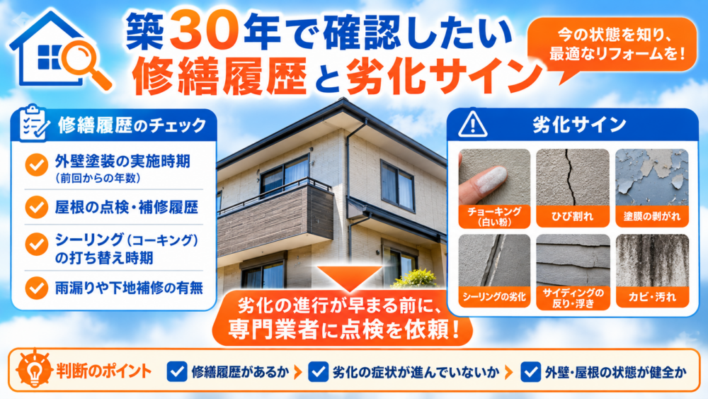 築30年で確認したい修繕履歴と劣化サイン