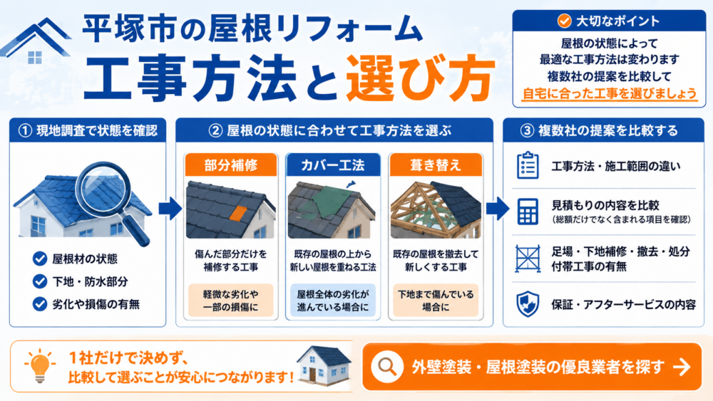 神奈川県平塚市の屋根リフォームの工事方法と選び方