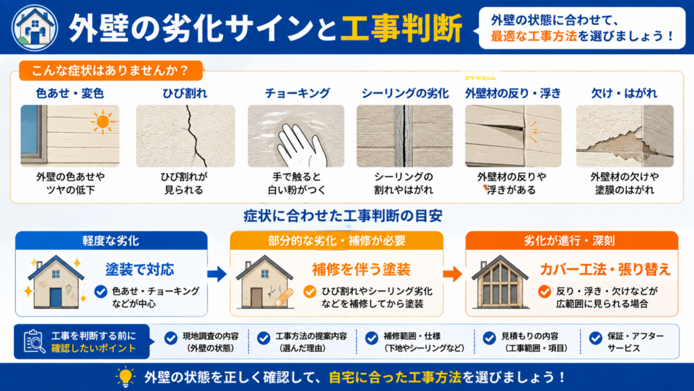外壁の劣化サインと工事判断