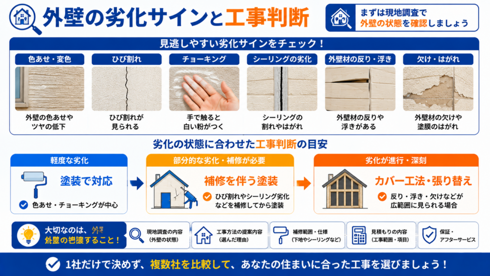 外壁の劣化サインと工事判断