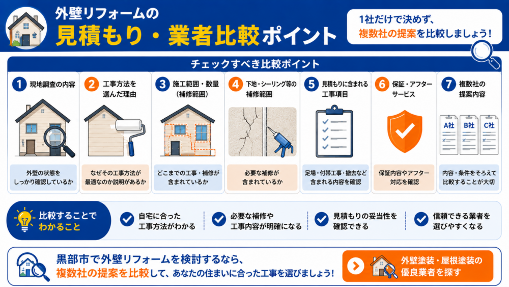 外壁リフォームの見積もり・業者比較ポイント
