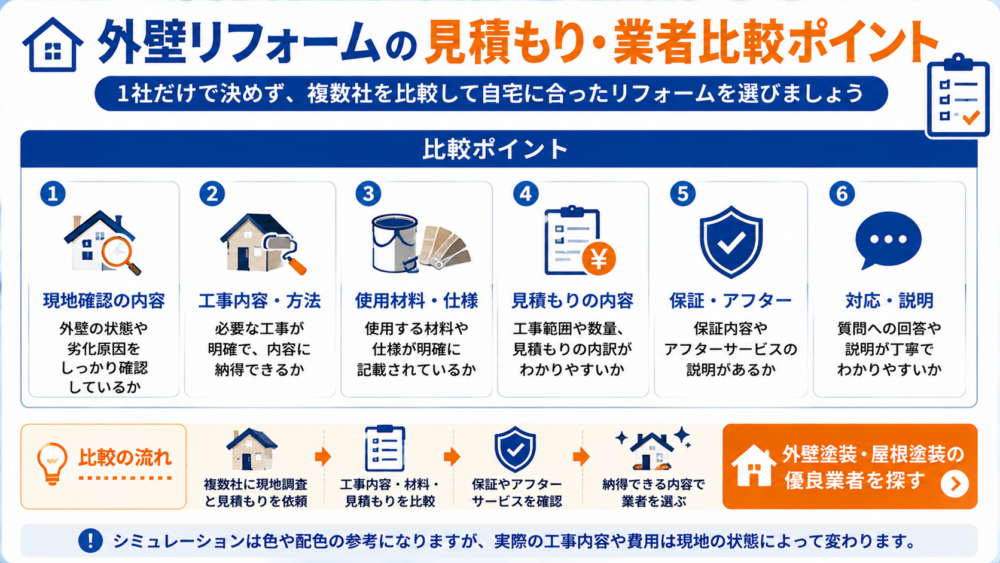 外壁リフォームの見積もり・業者比較ポイント