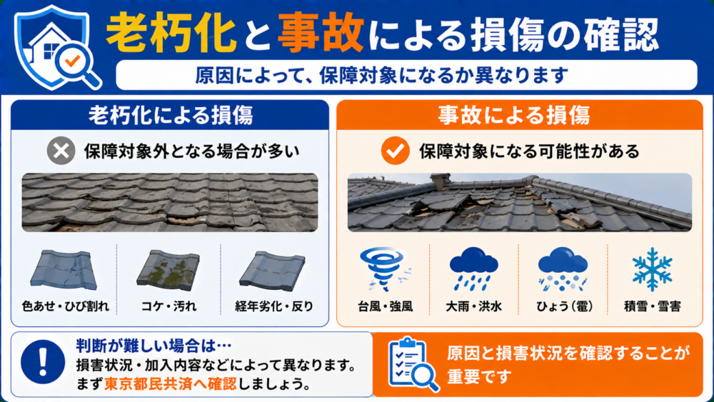 老朽化と事故による損傷の確認