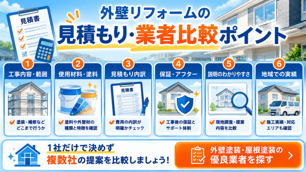 外壁リフォームの見積もり・業者比較ポイント