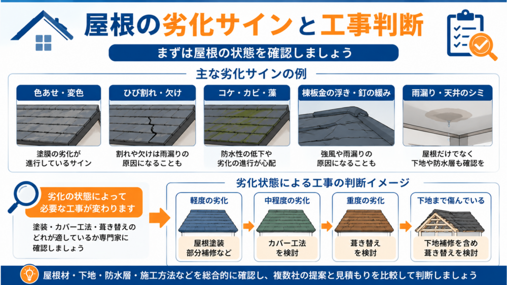 屋根の劣化サインと工事判断