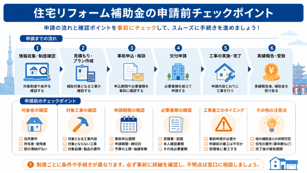 住宅リフォーム補助金の申請前チェックポイント