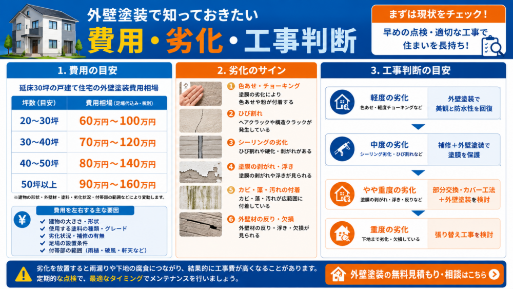 外壁塗装で知っておきたい費用・劣化・工事判断