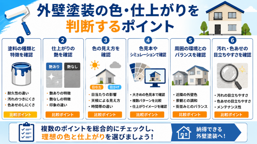 外壁塗装の色・仕上がりを判断するポイント
