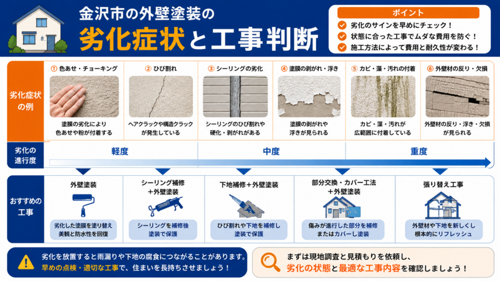 金沢市の外壁塗装の劣化症状と工事判断