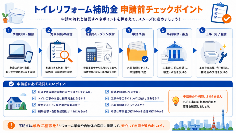 トイレリフォーム補助金の申請前チェックポイント