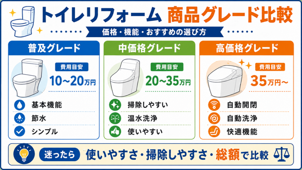 トイレリフォーム商品グレード比較