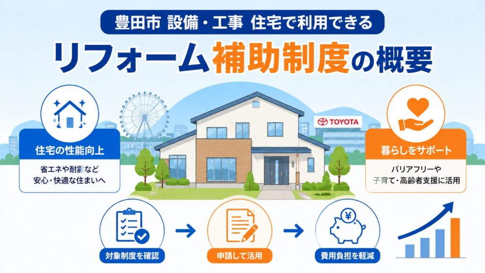 豊田市 設備・工事 住宅で利用できるリフォーム補助制度の概要
