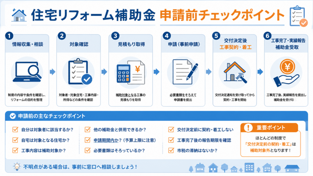 住宅リフォーム補助金の申請前チェックポイント