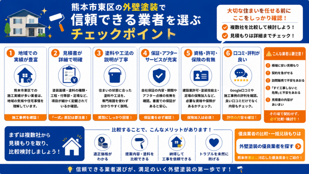 熊本市東区の外壁塗装で信頼できる業者を選ぶチェックポイント