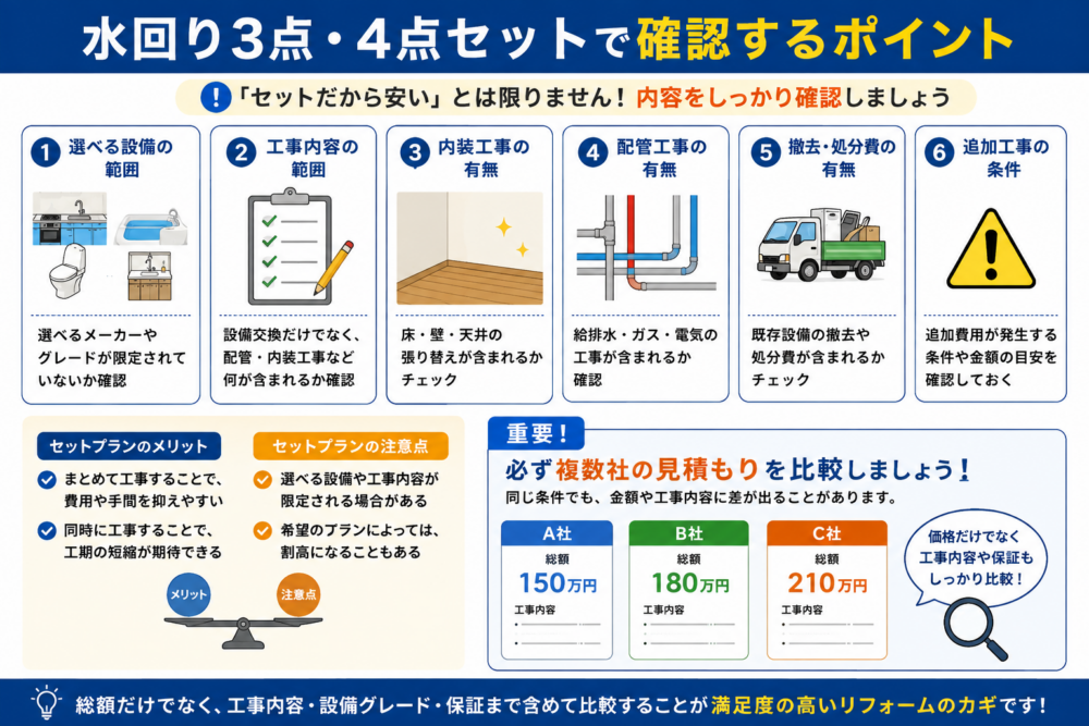 水回りリフォーム2点・3点・4点セットの費用目安