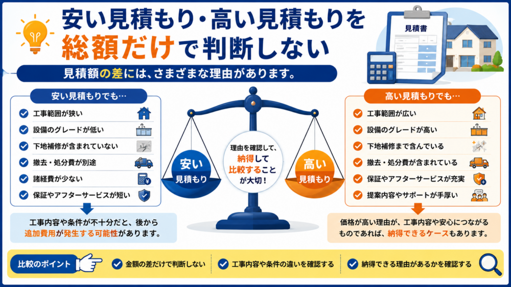 安い見積もり・高い見積もりを総額だけで判断しない