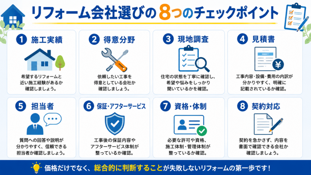 リフォーム会社選びで確認したい8つのチェックポイント