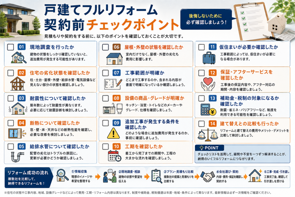 戸建てフルリフォームで後悔しないための契約前チェックポイント
