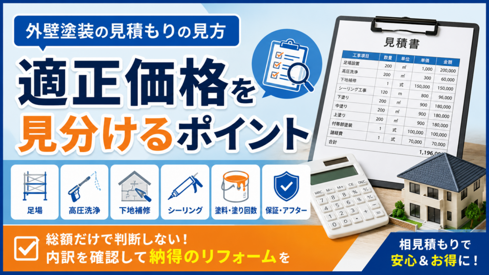 外壁塗装の見積もりの見方と適正価格を見分けるポイント