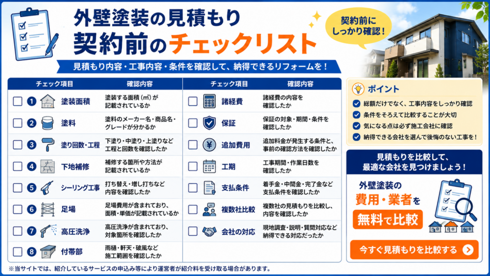 外壁塗装の契約前に確認したい見積もりチェックリスト