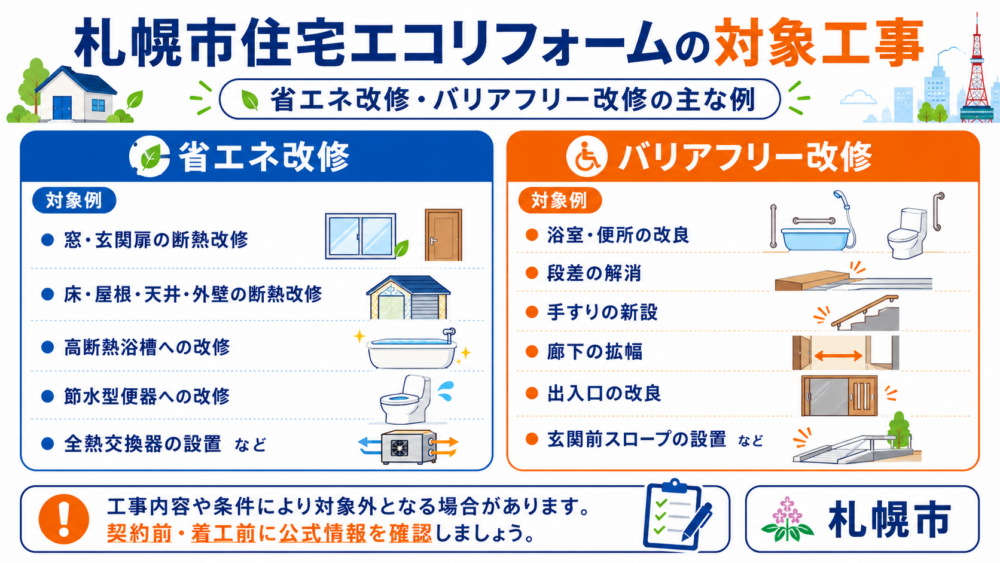 札幌市住宅エコリフォーム補助制度の対象工事