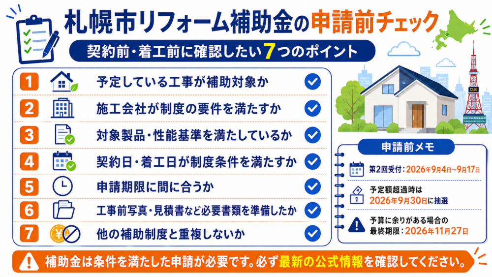 札幌市リフォーム補助金の申請前に確認したい7つのポイント