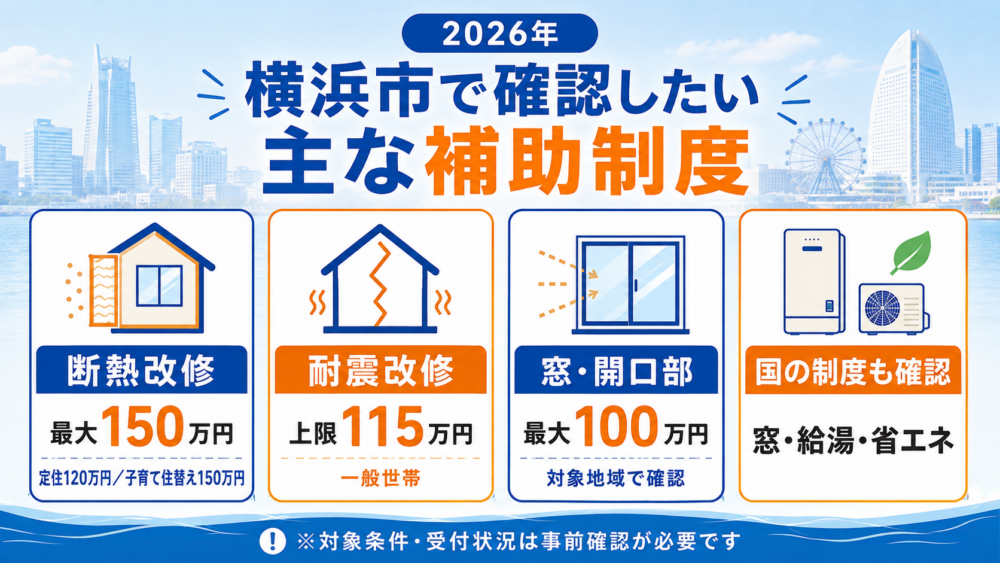 2026年に横浜市で確認したい主な住宅リフォーム補助制度