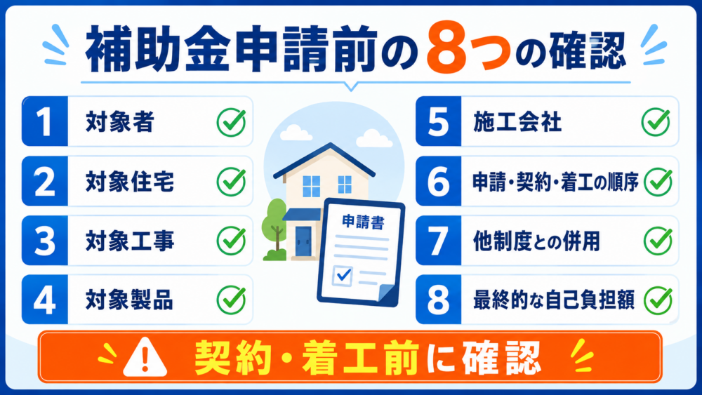リフォーム補助金申請前に確認したい8つのポイント