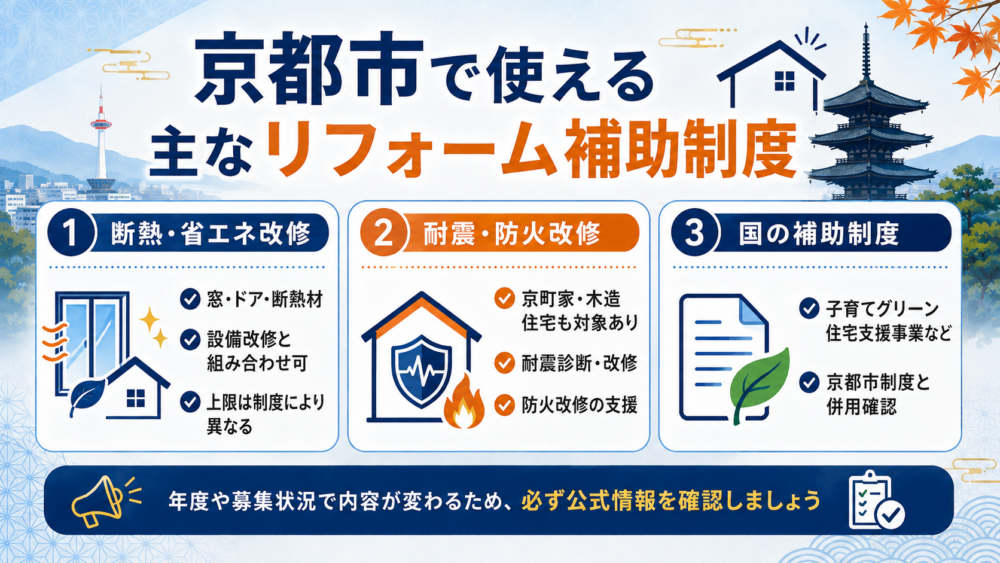 2026年に京都市で確認したい主な住宅リフォーム補助制度