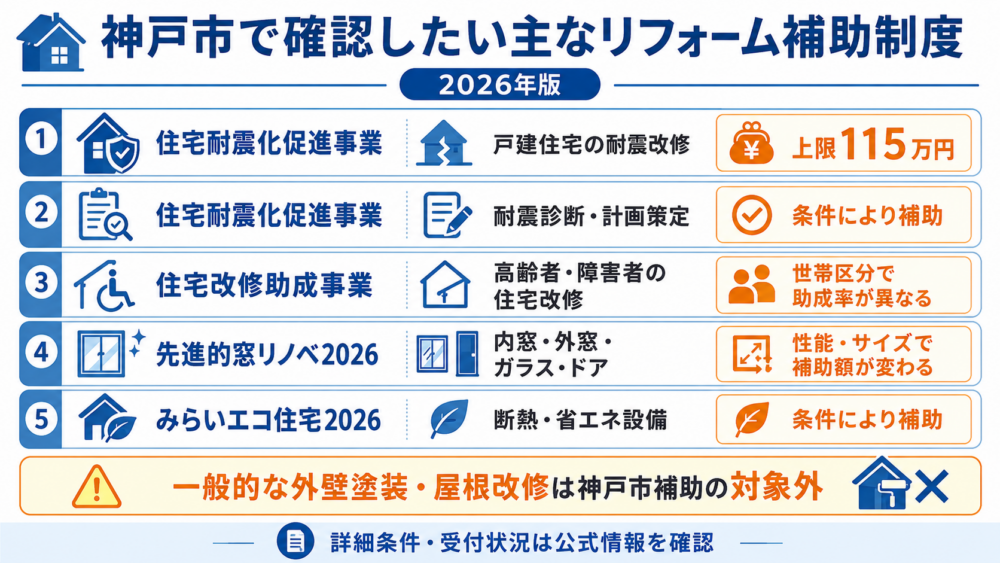 2026年に神戸市で確認したい主な住宅リフォーム補助制度