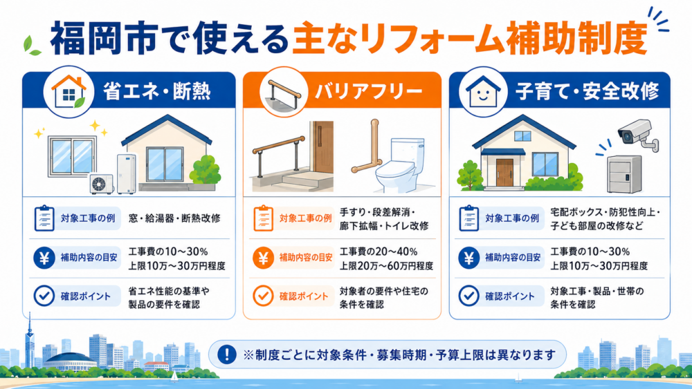 2026年に福岡市で確認したい主な住宅リフォーム補助制度