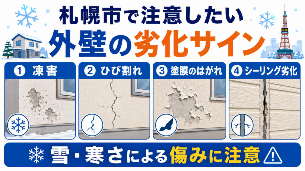 札幌市で注意したい外壁の劣化サイン 凍害・ひび割れ・塗膜剥がれ・シーリング劣化