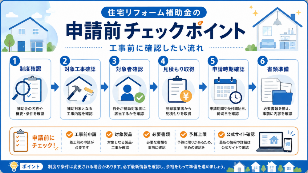 住宅リフォーム補助金の申請前チェックポイント