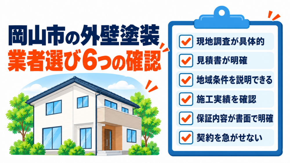 岡山市で外壁塗装業者を選ぶ際に確認したい6つのポイント
