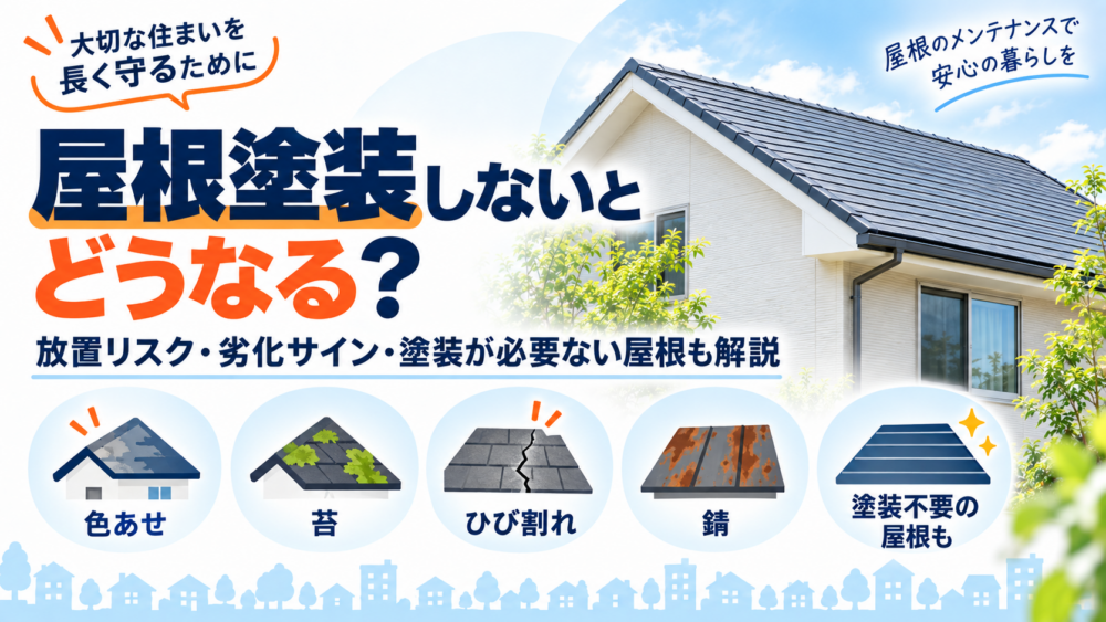 屋根塗装をしないとどうなるか、放置リスク・劣化サイン・塗装が必要ない屋根も解説する図解