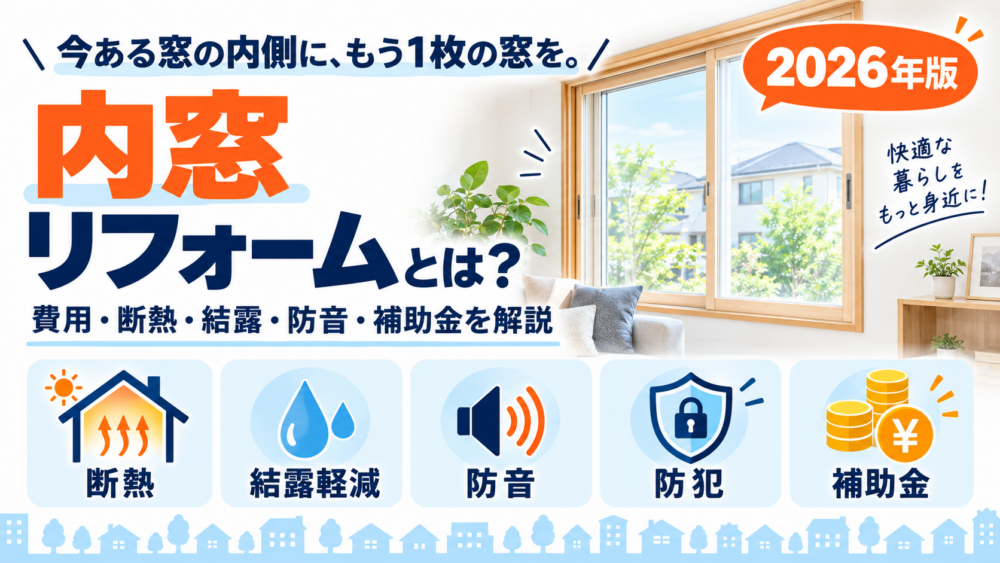 内窓リフォームとは何かをテーマに、費用・断熱・結露・防音・補助金のポイントを2026年版でわかりやすくまとめた図解