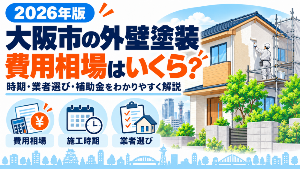 大阪市の外壁塗装の費用相場・施工時期・業者選びを解説する記事のアイキャッチ