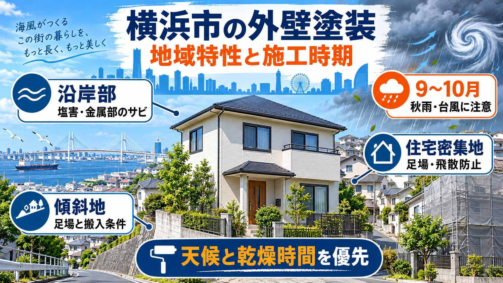 横浜市で外壁塗装を行う際に注意したい地域特性と施工時期
